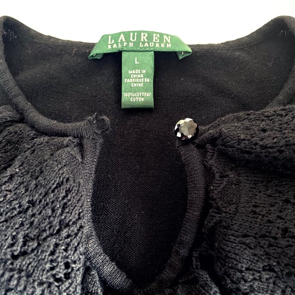 #8 Lauren Ralph Lauren Ruffled Sleeveless Black Top - Picture 6 of 7